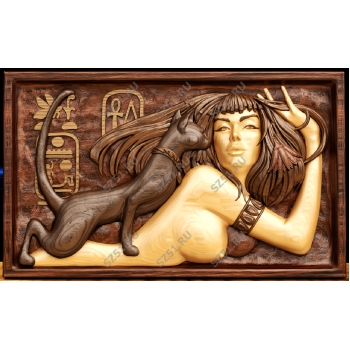 Египет-кошка с дамой